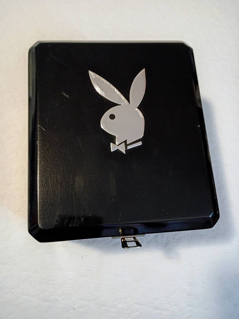 Playboy Black Bunny Compact Case with Silver Logo